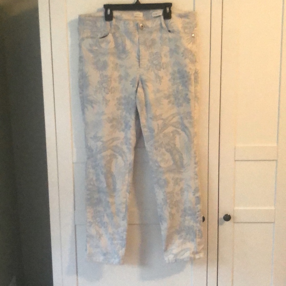 J. Jill Blue and White Floral Slim Ankle Jeans - Picture 2 of 9